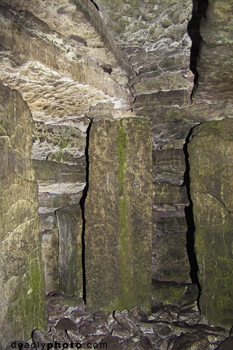 Interior of Cairn G, with support pillars, Carrowkeel