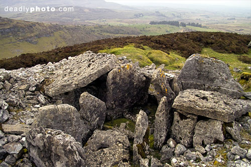 Carrowkeel: Cairn E, showing the countryside beliw