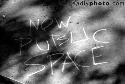 'Now Public Space' - Chalk graffiti in Fitzwilliam Square Park