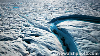 Arctic: Climate change: Blue Melt River, Petermann Glacier