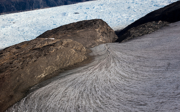 Ice sheet sliding towards Helheim Glacier, Greenland