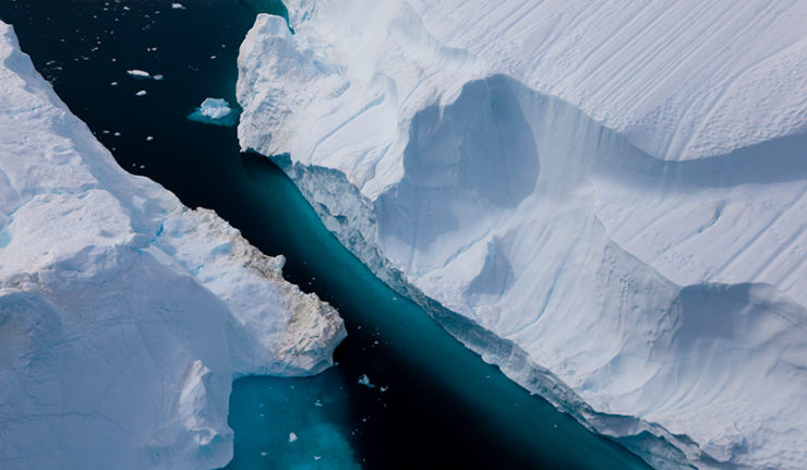 Two icebergs, Greenland