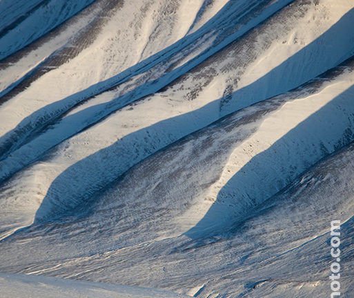 View of the mountains across the Adventfjorden from Longyearbyen, Svalbard