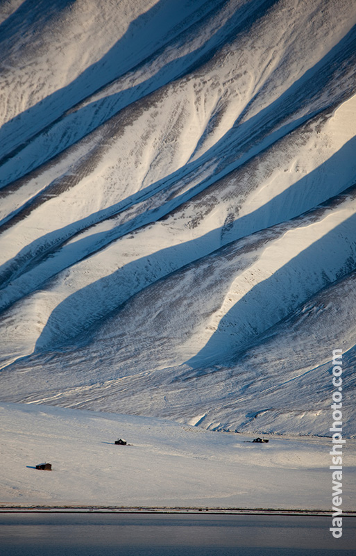 View of the mountains across the Adventfjorden from Longyearbyen, Svalbard