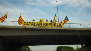 Pro independence activists call for a Catalan Republic