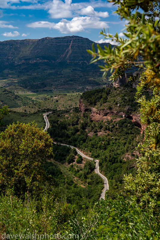 T-3225 road from the clifftop village of Siurana, Catalonia