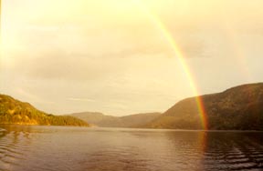 rainbow on lake seljord