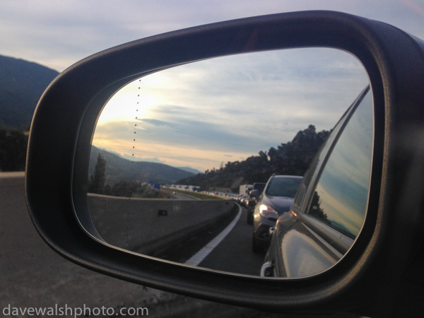 Massive queues crossing Spain-France Border following controls put in place after November Paris attacks.